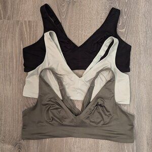 3 Aerie Sunnie Bralettes Cross Back Olive Green Light Blue and Black size large